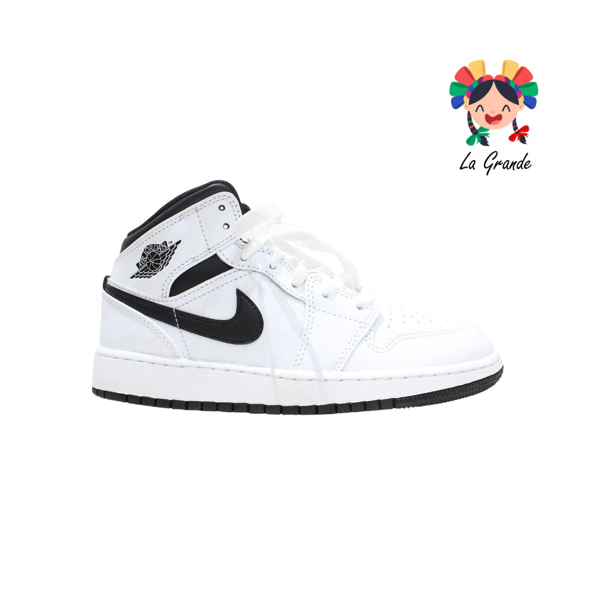 AIR JORDAN 1 MID NIKE Blanco Ngo Tenis Importado Original para Joven y Zapateria la Grande