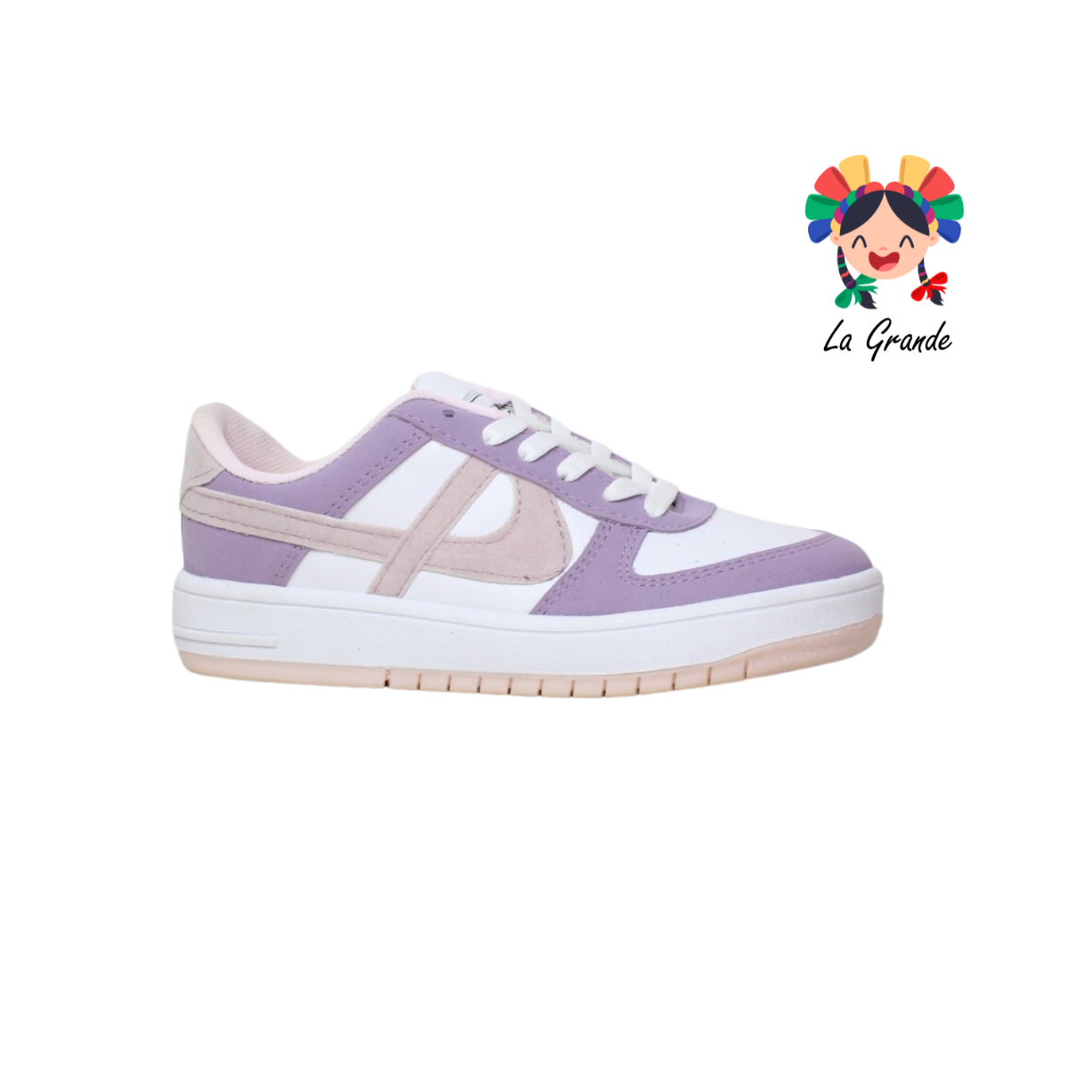 010730 PANAM Blanco Lila Sintético Tenis Choclo Nacional Original Casual para Dama