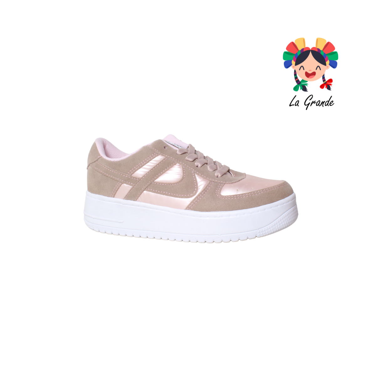 010830 PANAM Rosa Sintético Tenis Choclo Casual para Dama