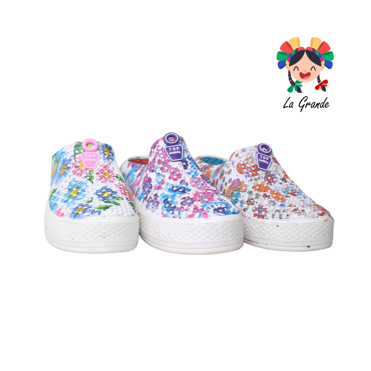 015 TOP SANDAL Multicolor Serigrafiado Sandalia de Baño y Playa para Dama