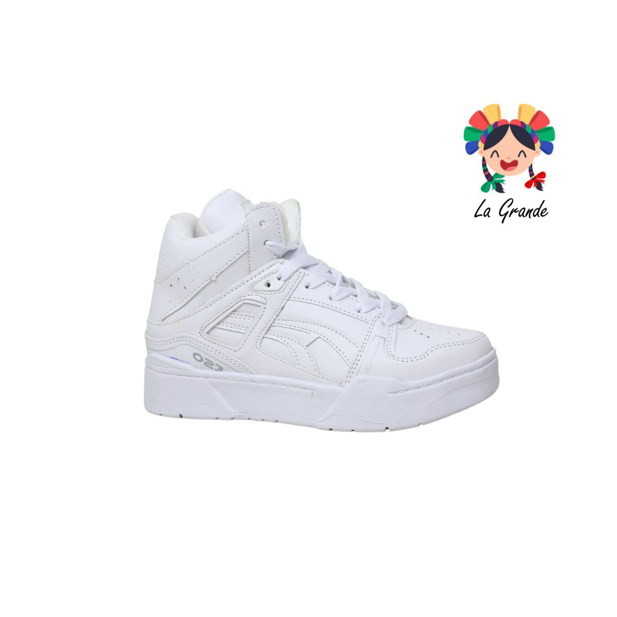 023-B HARMAN Blanco Blanco Tenis tipo bota Unisex Infantil, Dama, Joven