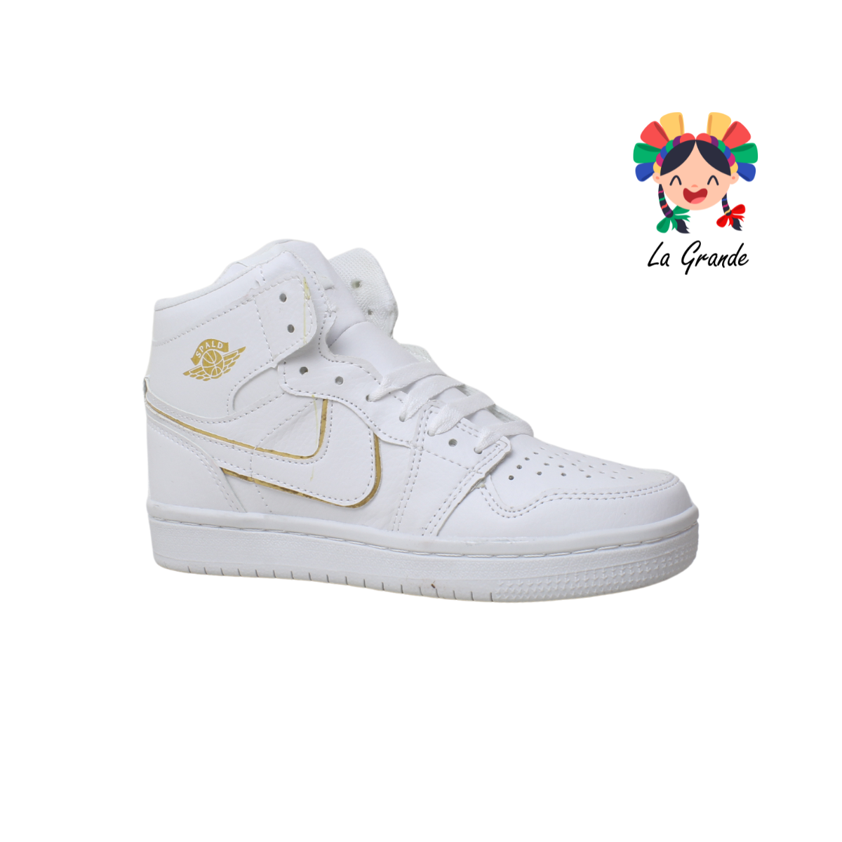 02 SPALD Blanco Oro Tenis Bota para Joven y Dama