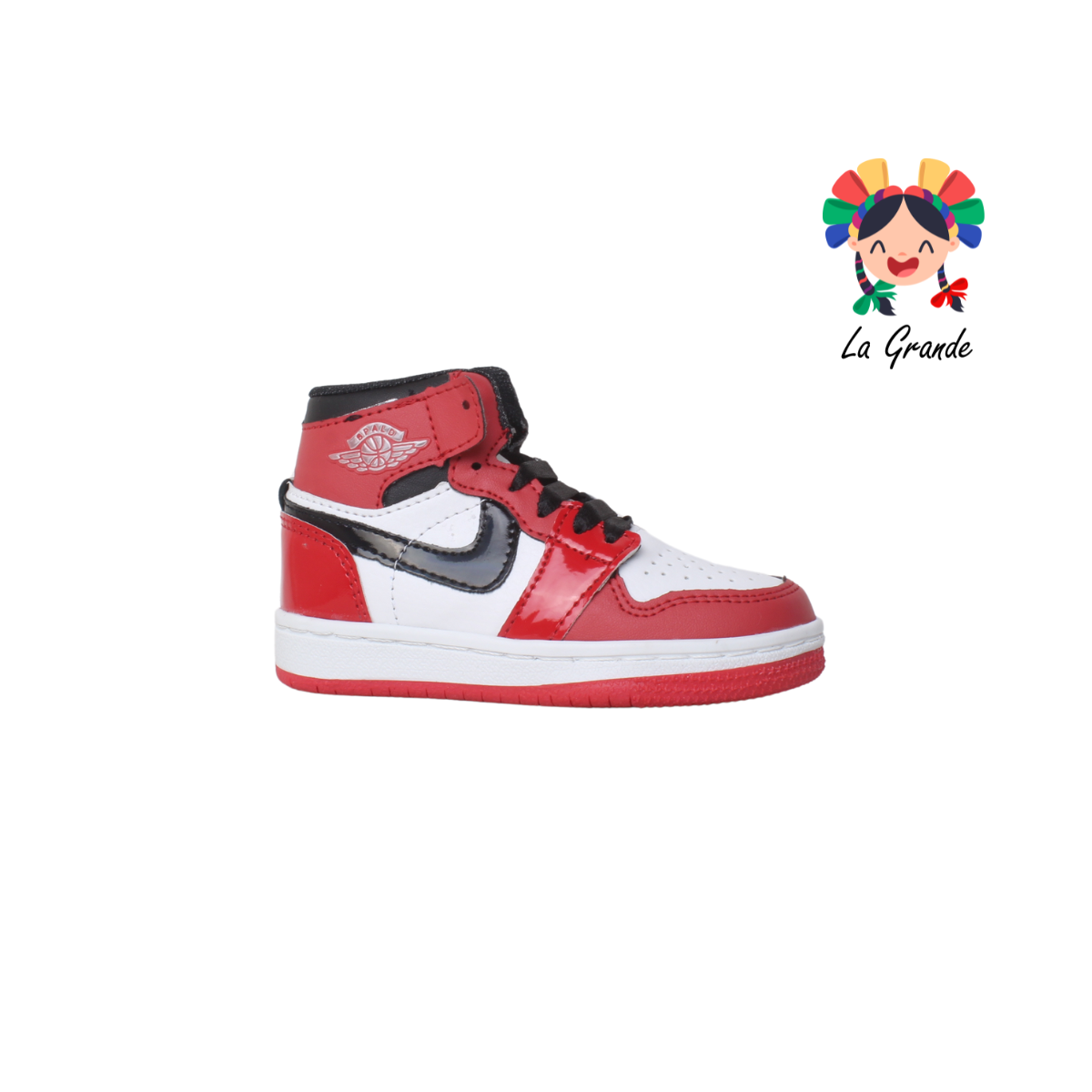 02 SPALD Bco Rojo Tornasol Sintético Tenis Tipo Bota para Niña y Niño