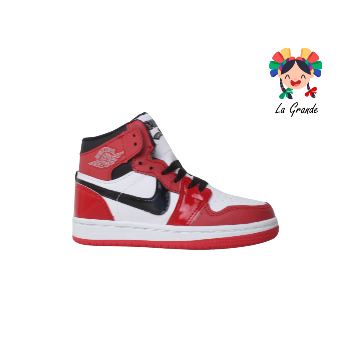 02 SPALD Bco Rojo Tornasol Sintético Tenis Tipo Bota para Niña y Niño