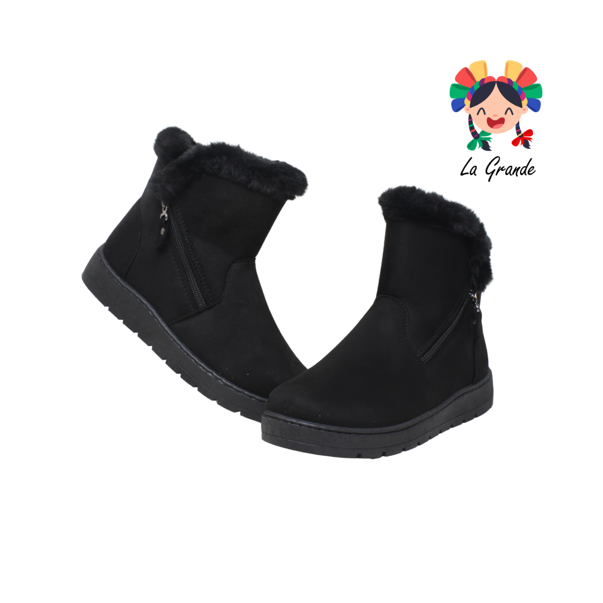 0301 SHOSH Negro Bota Afelpada para Dama