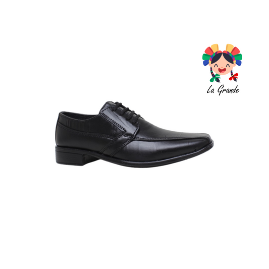 030 PACHECOS negro zapato de piel escolar para Niño,Joven y Caballero