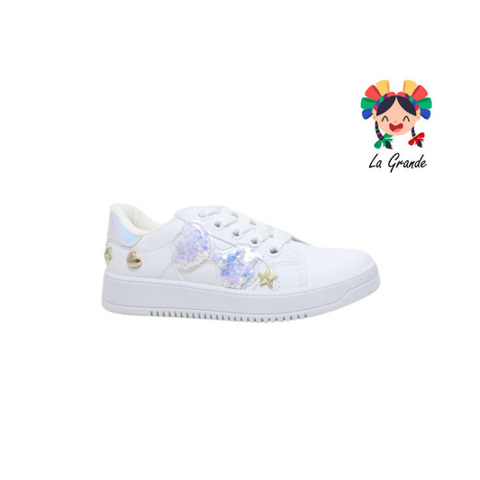 032 FRIDAYS Blanco Tornasol Tenis infantiles para niña