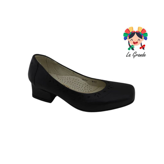 042 CHIARO negro zapato de vestir de piel para dama