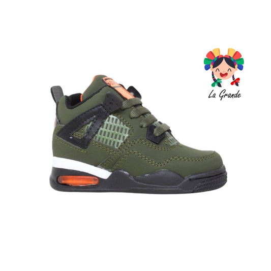 0501 EYN verde militar negro naranja tenis tipo bota infantil para niño