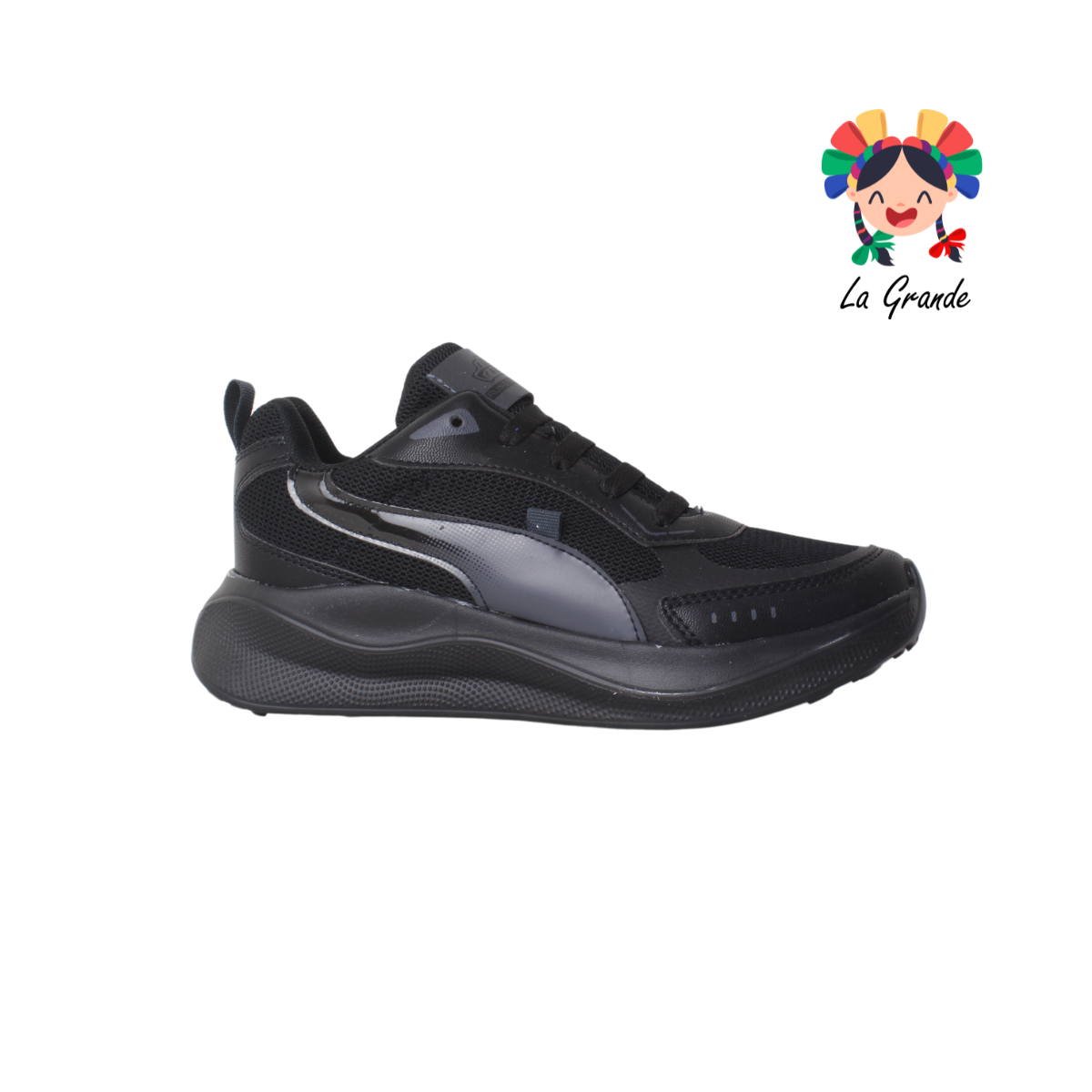 050 HEBOX Negro Oxford Sintético Tenis Running para Dama y Joven