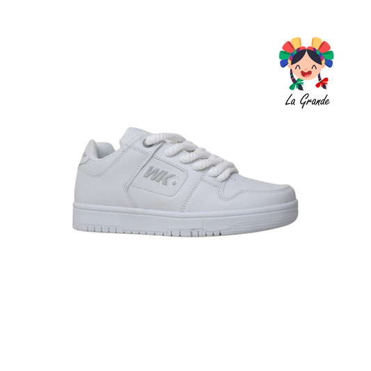 050 WALKQUIR Blanco Blanco Tenis Escolares para Dama y Joven