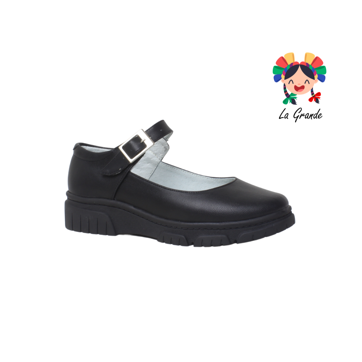 052 KARLA NICOLE Negro Cabra Zapato Escolar para Dama