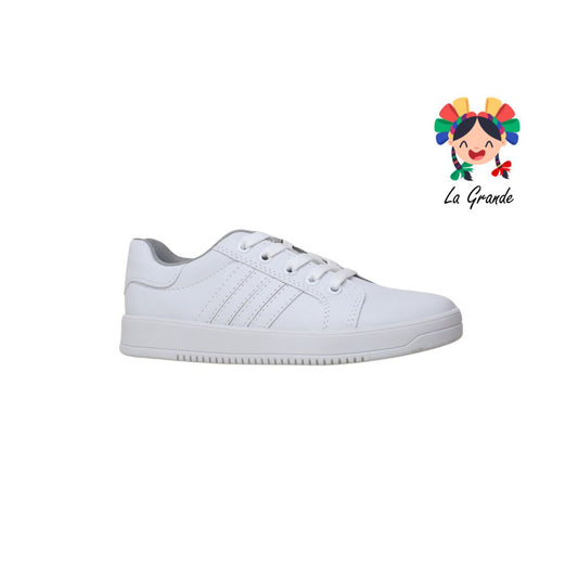 055 FRIDAYS Blanco Blanco Sintético Tenis Choclo Escolares para Dama