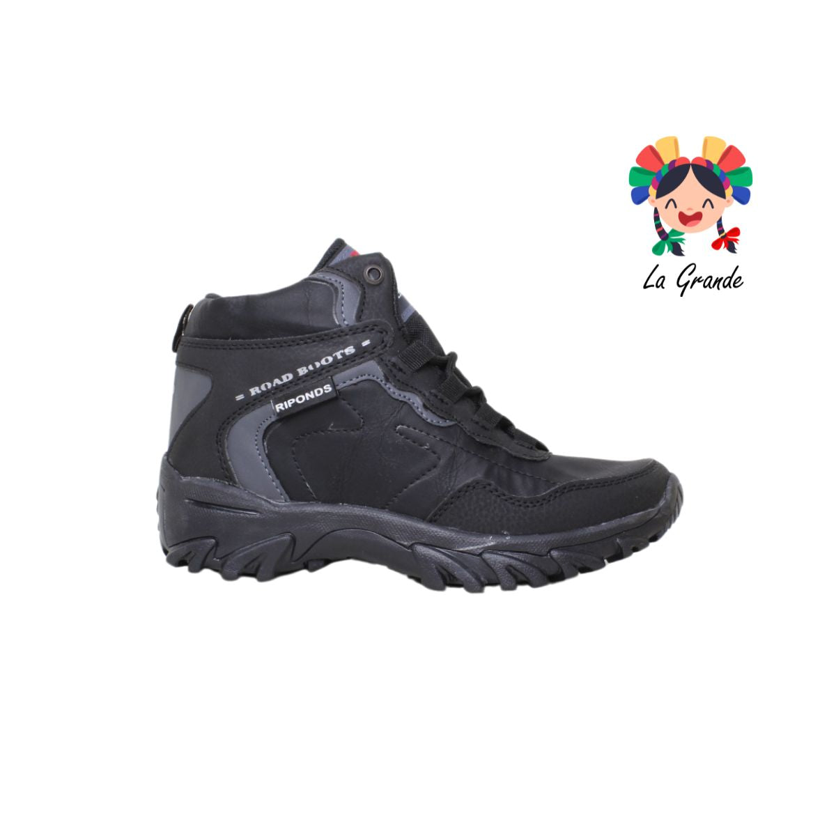 0599 RIPONDS Negro Sintético Bota para Montaña para Dama y Joven