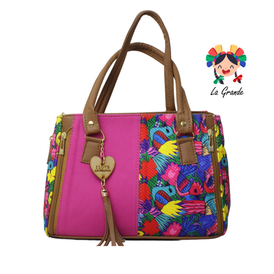 05 Bolsa Rosa mexicano pajaritos para dama