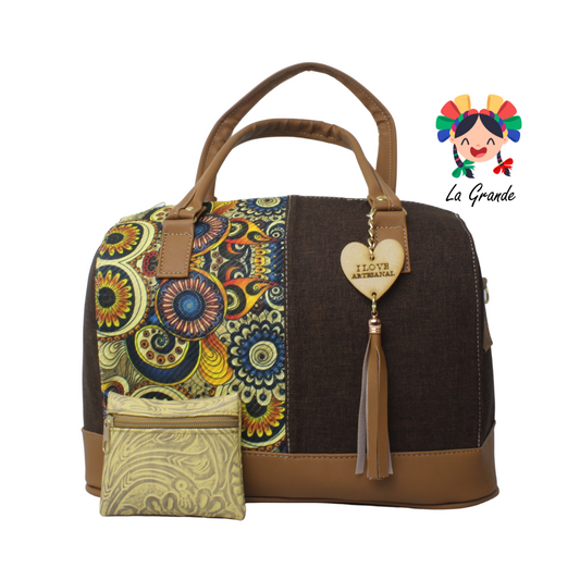 06 Bolsa Maletín Marrón dual floral para Dama