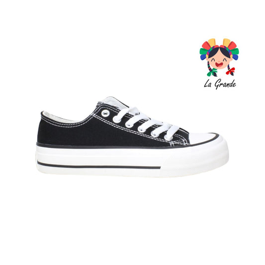 06 H DROF Negro Blanco Textil Tenis Choclo Urban para Joven y Dama