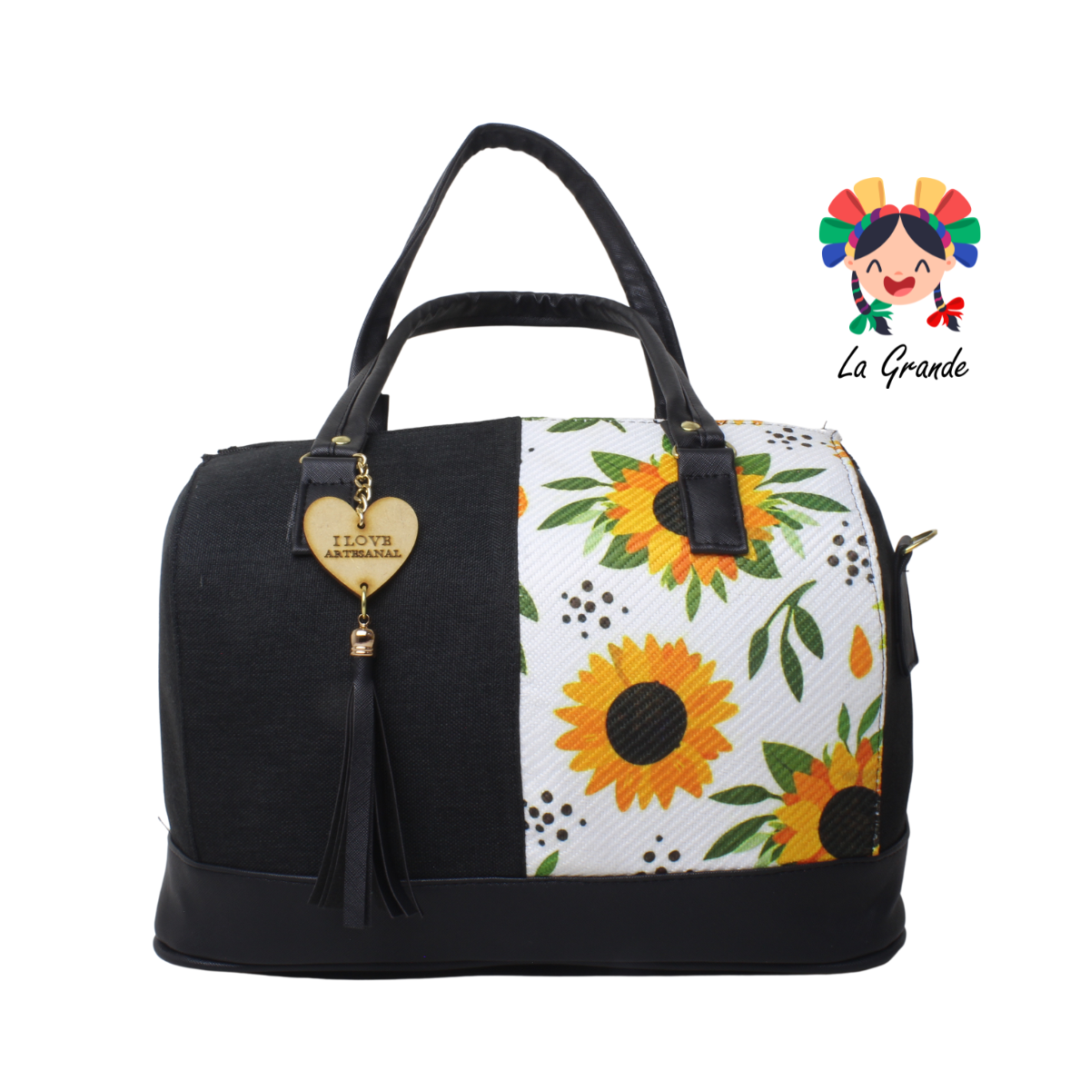 06 Bolsa Maletín Negro dual floral para Dama