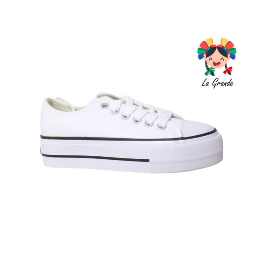 091 H DROF Blanco Blanco Cabra Tenis Choclo Casuales para Dama y Joven