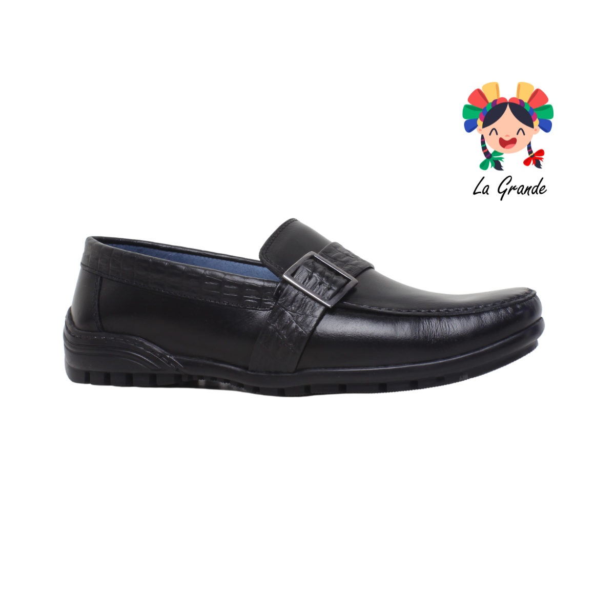 0922 PARRANDAS Negro Piel Zapato Casual Mocasín para Caballero