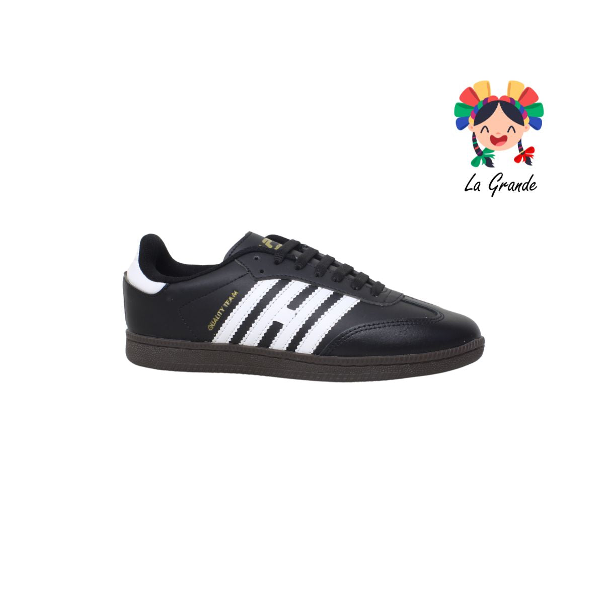 0927 APT Negro Blanco Piel Tenis Choclo Casules para Caballero