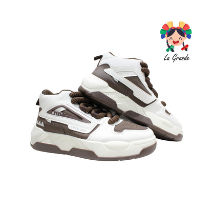 C337 OGIY Café Beige Tenis Sintético para Caballero