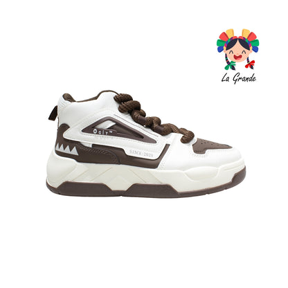 C337 OGIY Café Beige Tenis Sintético para Caballero