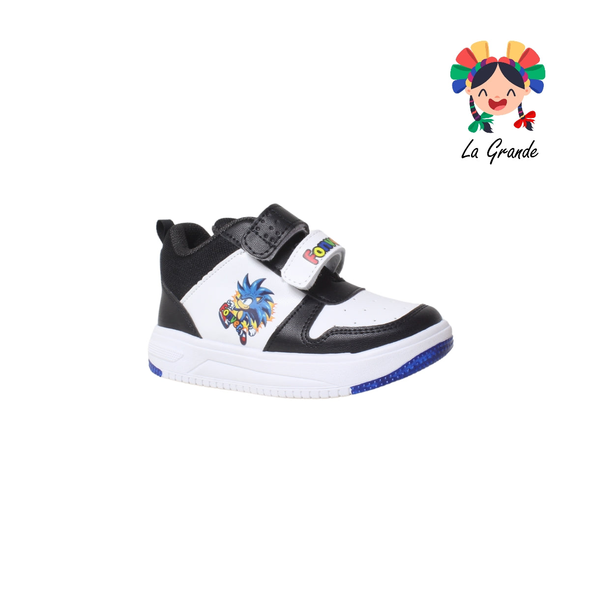 720 FON-VER Blanco Negro Blanco Soni Sint Tenis Casual Choclo para Niña y Niño