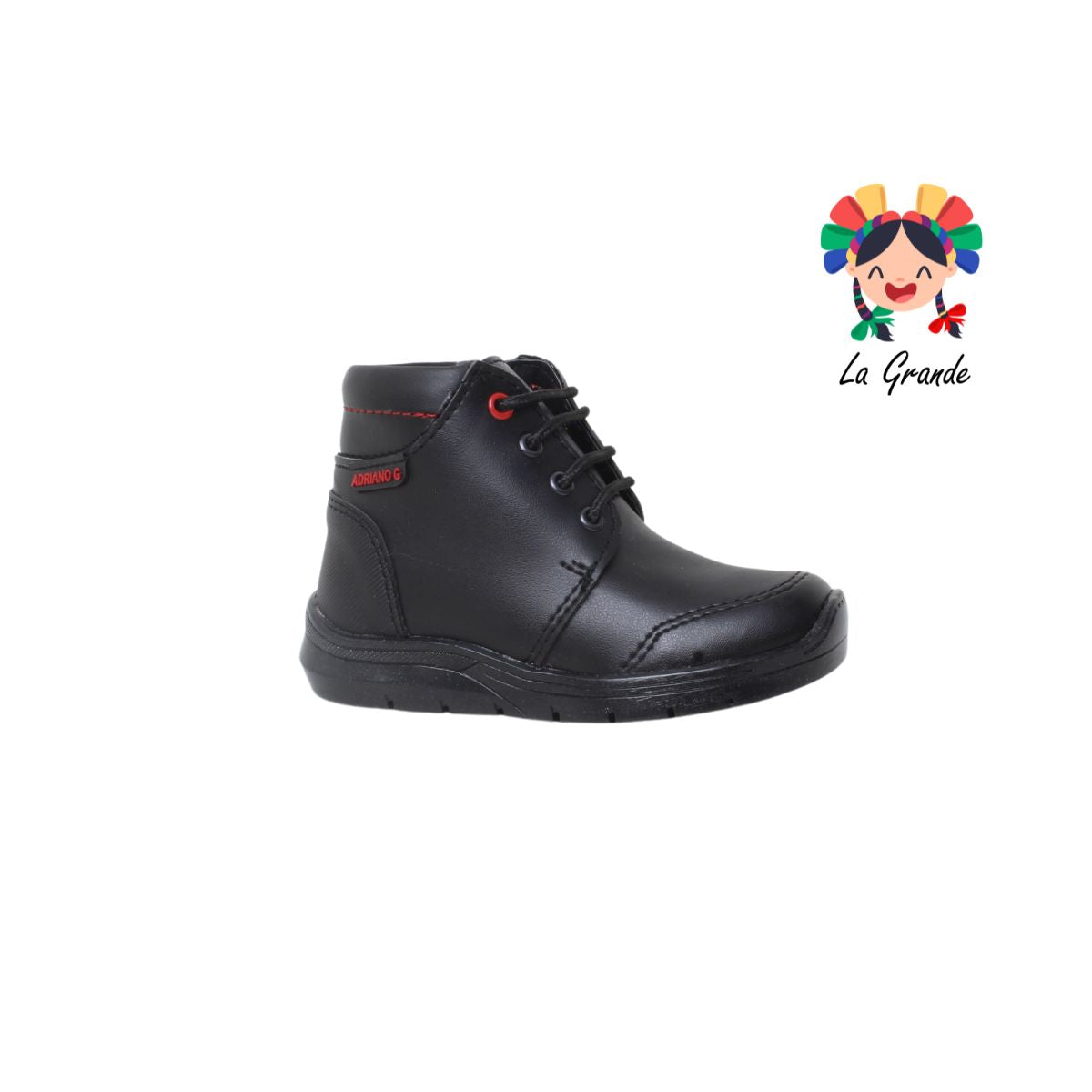 1003 ADRIANO GIANETTI Negro Sint Zapato tipo Bota Escolar para Niño