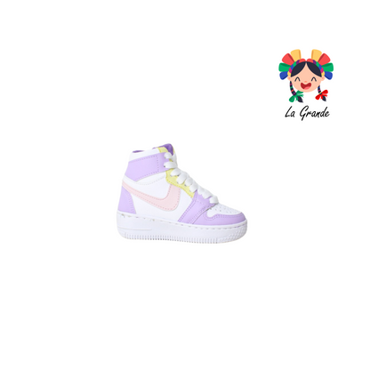 1010 PAOLA RAMIREZ Blanco Lila Unicornio Sint Tenis Casual Bota para Niña