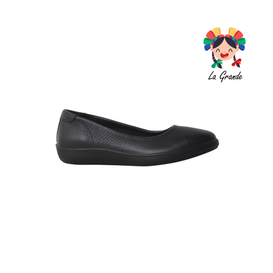 101904 FLEXI Negro Piel Balerina Confort para Dama