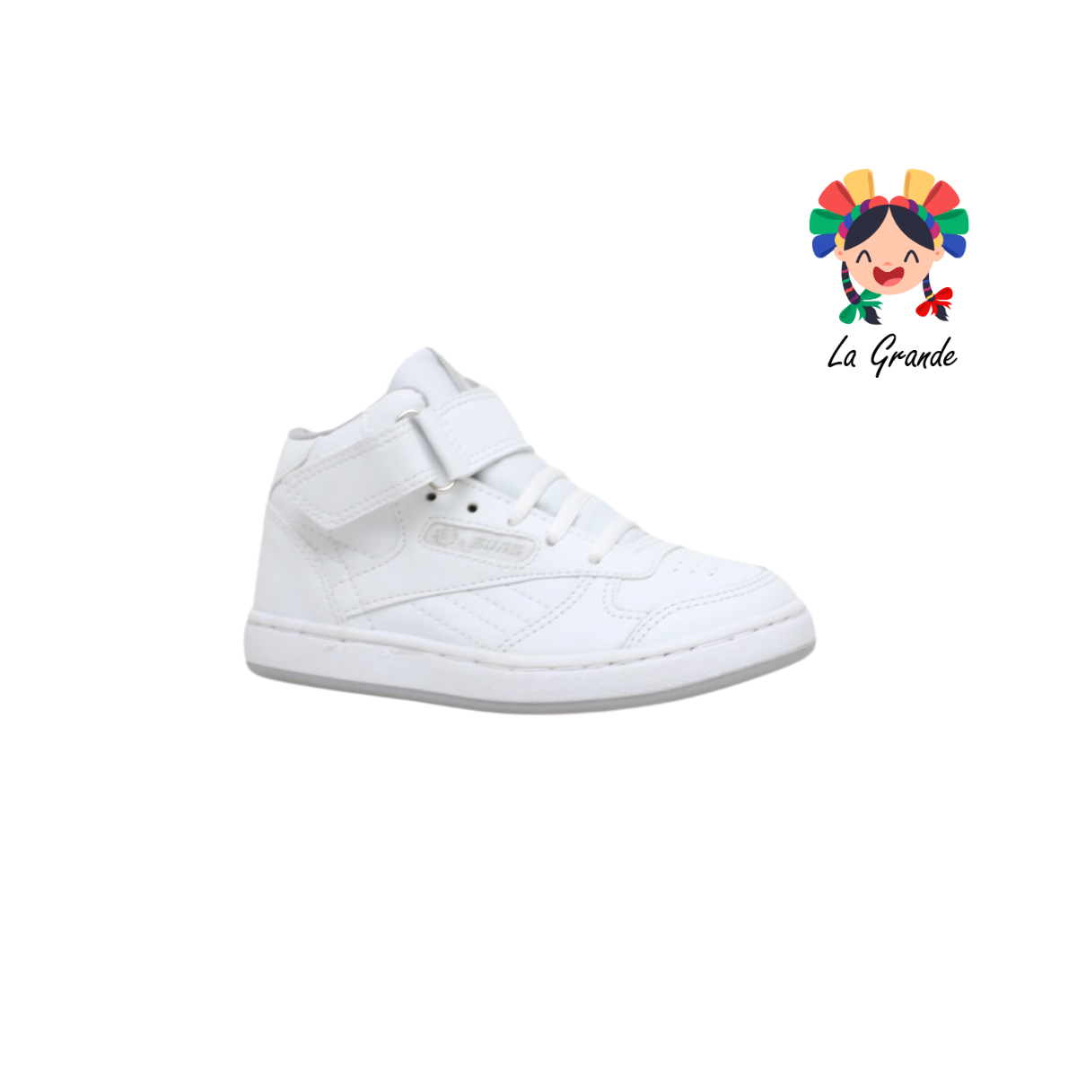 101 SUNS Blanco Gris tenis tipo bota escolar para Niño