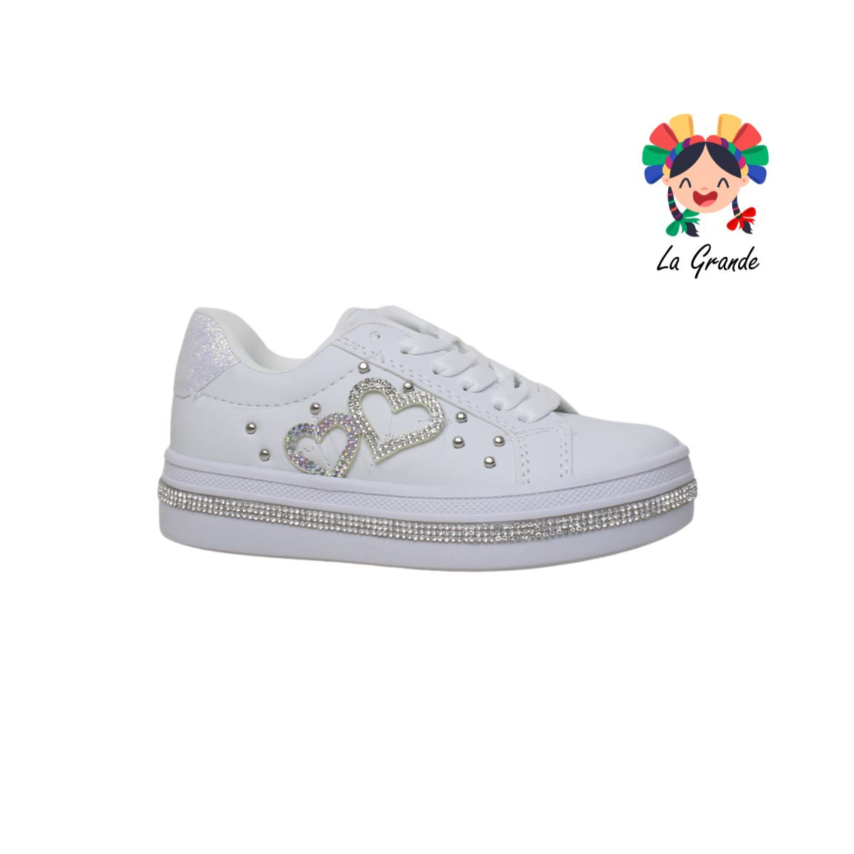 1062 FRIDAYS Blanco Plata Sint Tenis Casual para niña