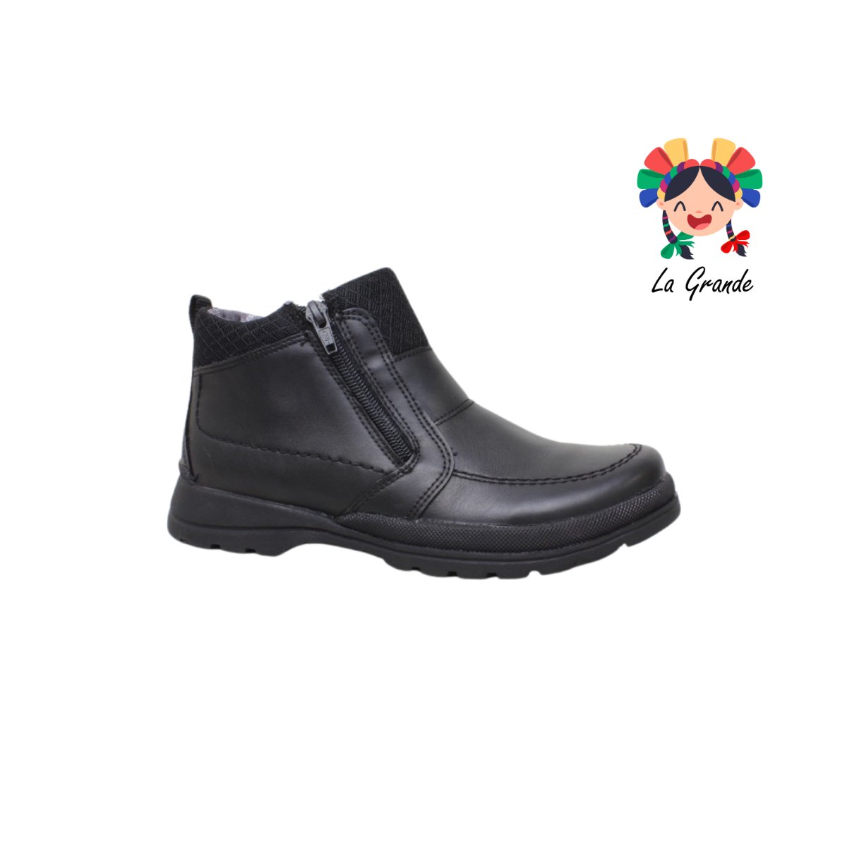 1066 ROKINO Negro Piel Zapato Escolar tipo bota para Joven