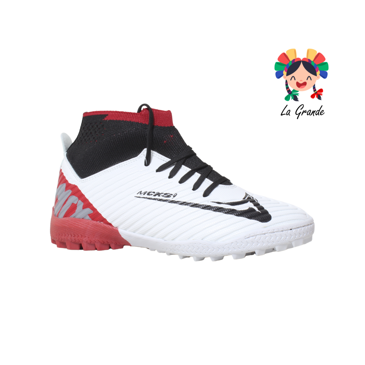 106 MAYCKERS Blanco Rojo Negro Tenis de Fútbol Rápido para Joven