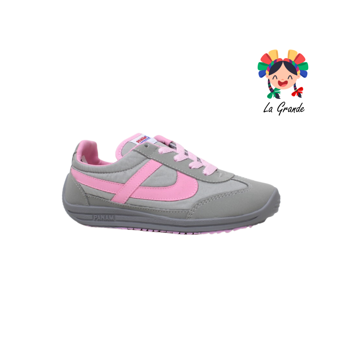 1084 PANAM Gris Rosa Tenis Urbano Textil Nacional para Dama ORIGINAL