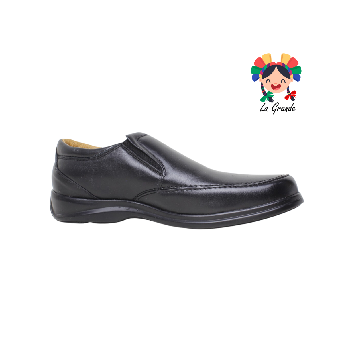 1087 KA99 Negro Piel Liso Zapato Confort para Caballero