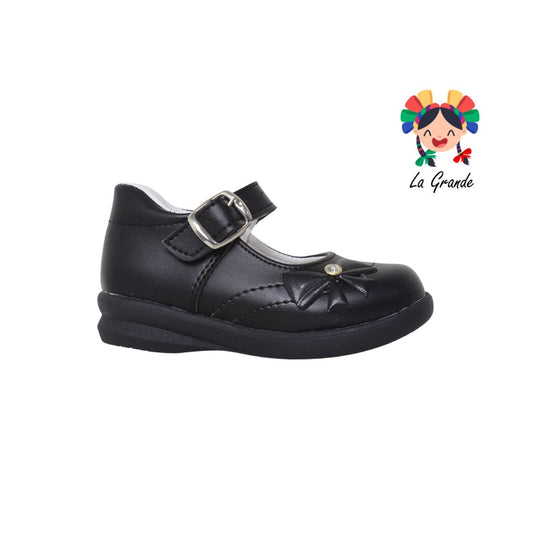 1104 ANDRE LOV Negro Sintético Zapato Escolar para Niña