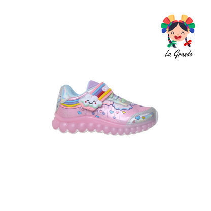 110 ON KIDS Nube Glitter Plata Sint Tenis Choclo de Luces Led para Niña