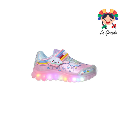 110 ON KIDS Nube Glitter Plata Sint Tenis Choclo de Luces Led para Niña