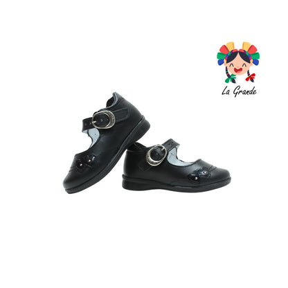 1126 MUJERCITA BONITA Negro de piel Zapato escolar niña corazón