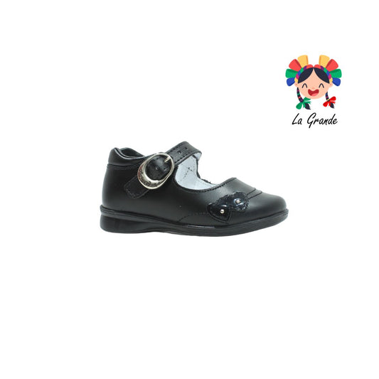 1126 MUJERCITA BONITA Negro de piel Zapato escolar niña corazón