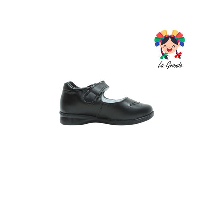 1126 MUJERCITA BONITA Negro de piel Zapato escolar niña corazón