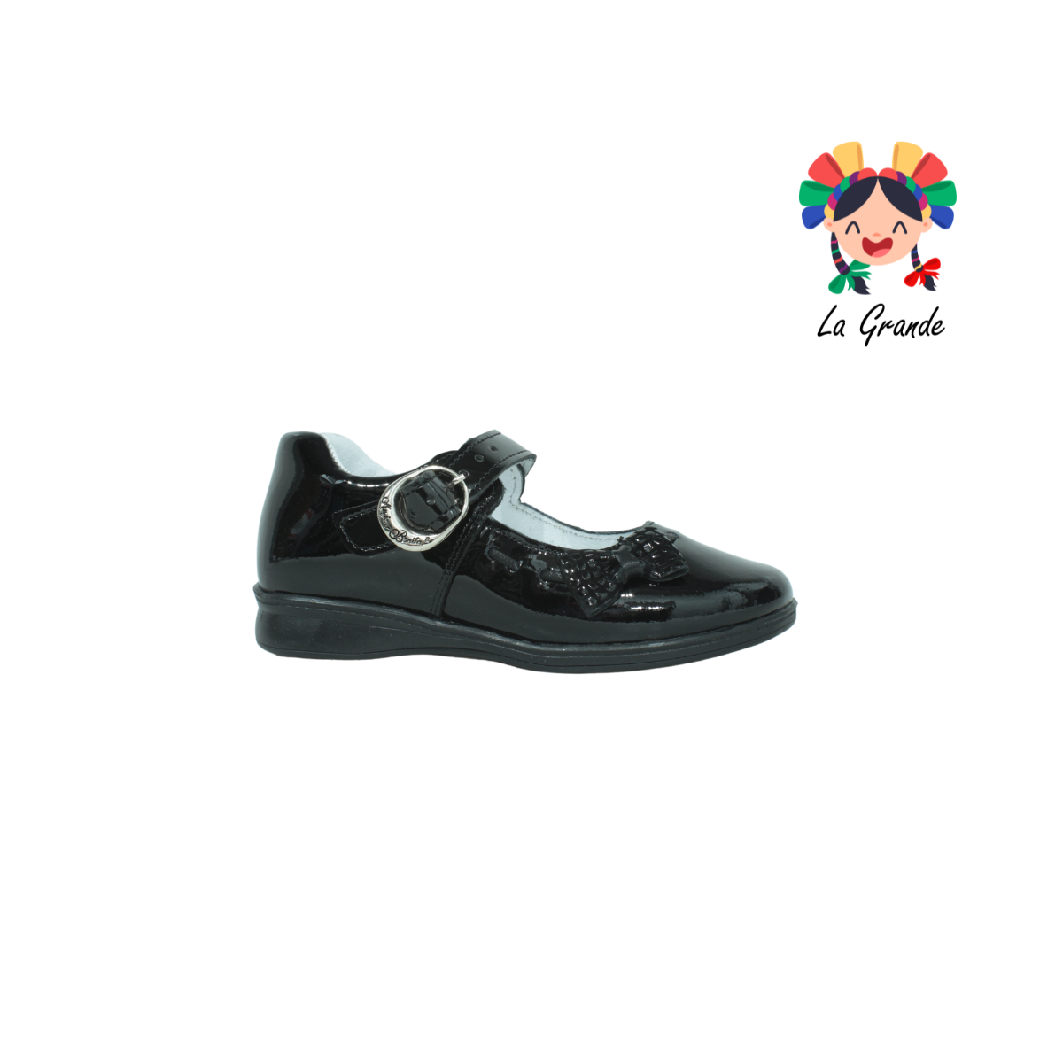 1144 MUJER BONITA negro charol Zapato escolar de piel para niña y jovencita