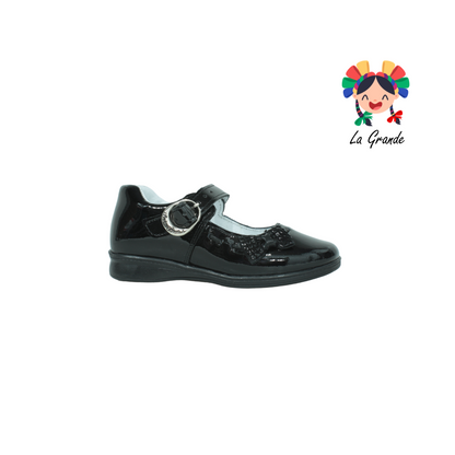 1144 MUJER BONITA negro charol Zapato escolar de piel para niña y jovencita