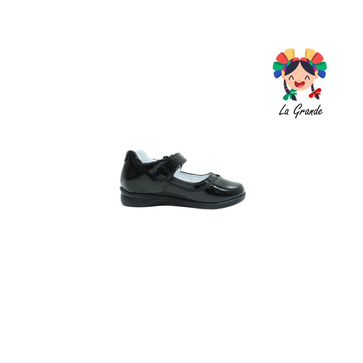 1166 MUJER BONITA Negro Piel Zapato Charol Escolar para Niña