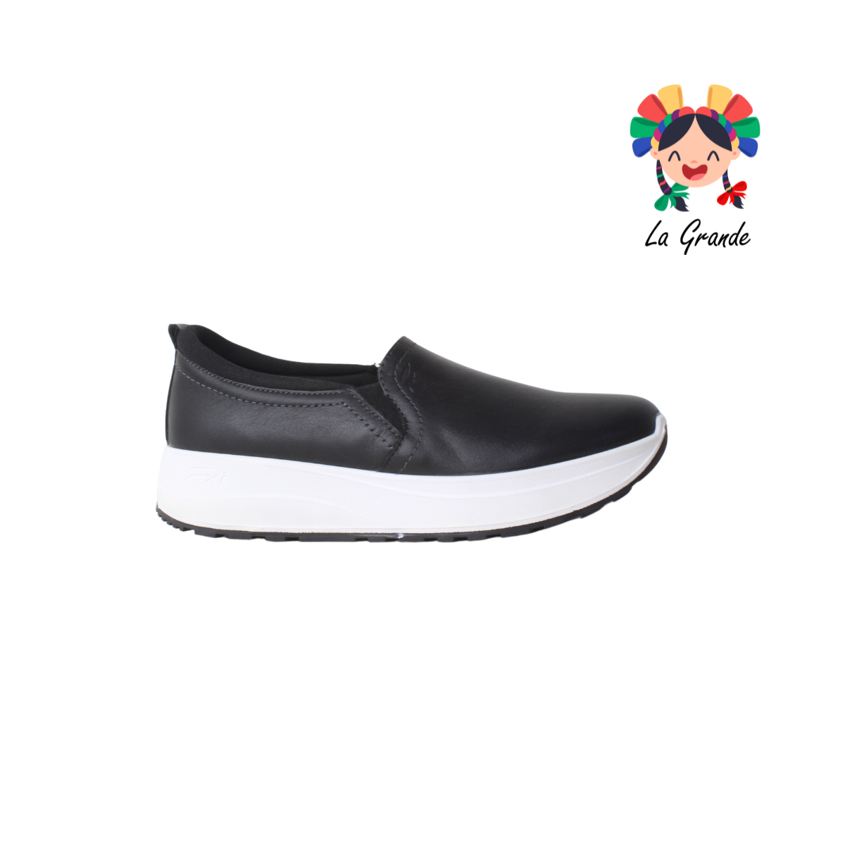 117207 FLEXI Negro Piel Tenis Casuales para Dama