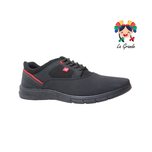 11834 RODRISAN Negro Rojo Sint Zapato Casual para Joven y Caballero