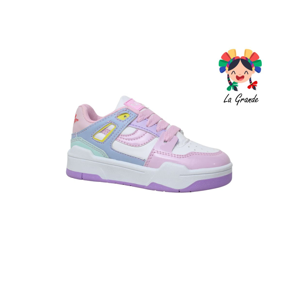 1202 NIKKI FASHION Bco Rosa Lila Tenis para niña infantil