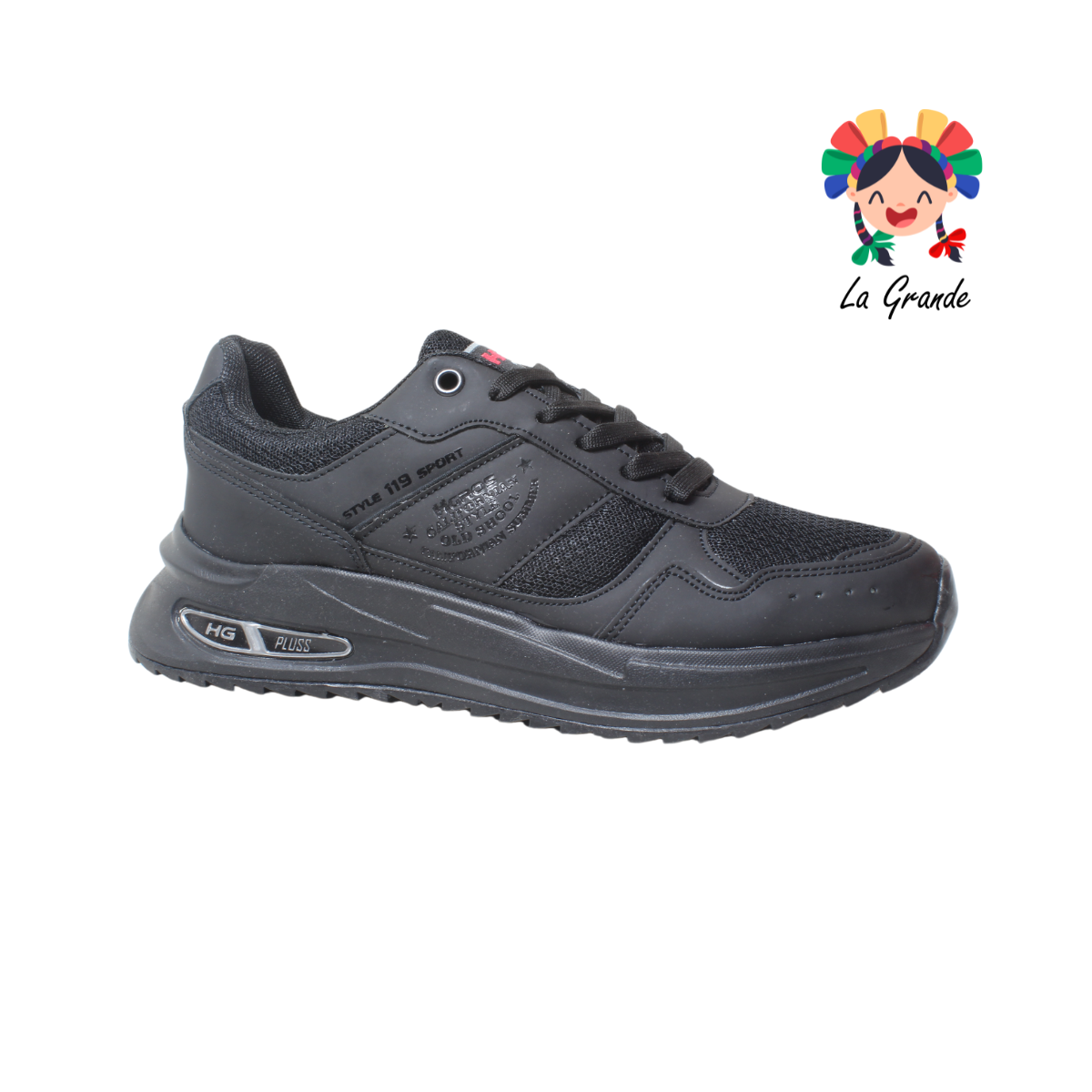 1219 H-GROSS Negro Negro Sintético Tenis Running para Caballero